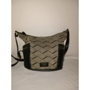 Fossil  Black/Grey Fabric/Leather Hobo Shoulder Bag Issue‎ No 1954